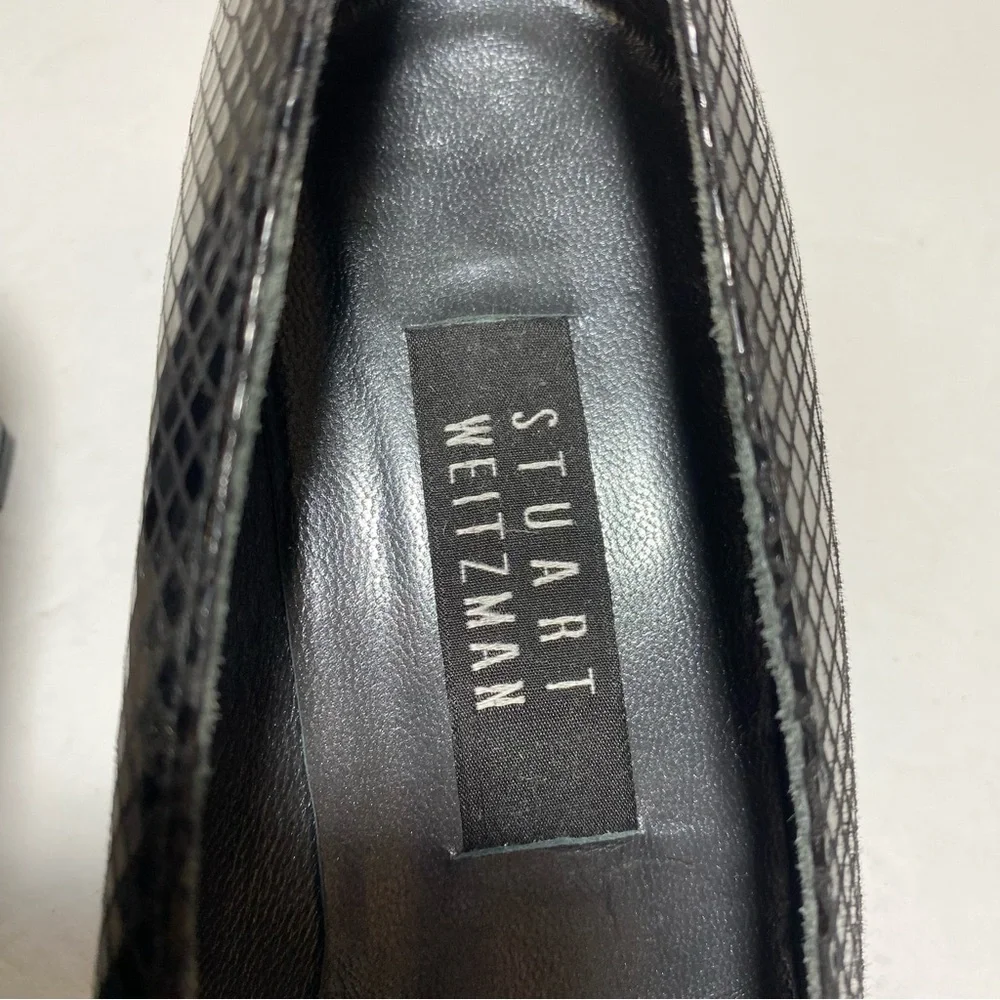 Stuart Weitzman Black Leather Square Toe Heels Pumps.Size 7.5 - Picture 12 of 15
